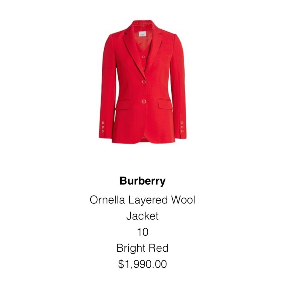Burberry suit by Riccardo Tisci. Size IT 44. US 8-10.